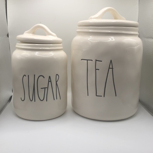 ‼️SALE‼️✨HP✨RAE DUNN ‘Tea’ Canister, Large, Ceramic, Flat Top, Long Letter - Picture 9 of 9